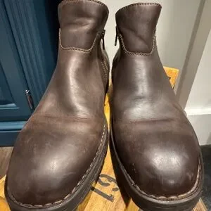 Born Dark Brown Ludo Leather Zip Boots NEW BORN LUDO DISTRESSED BROWN LEATHER ANKLE BIKER MOTO ZIP  main image 4